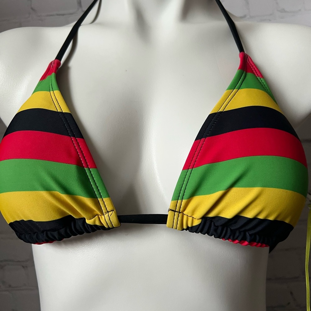Striped triangle String bikini - Picture 2 of 7